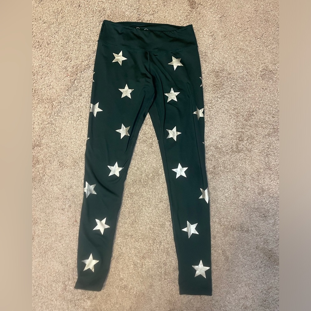 Jessica Simpson The Warmup Green Star Print Leggings